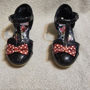 Disney Black Glitter Shoes with Red Polka Dot Bow